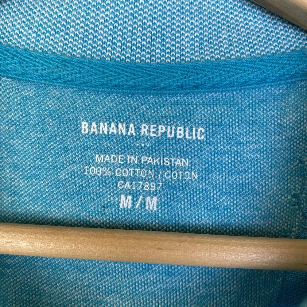 Banana Republic Polo Shirt Mens Sz M/M Heather Teal Textured 100% Cotton GAP